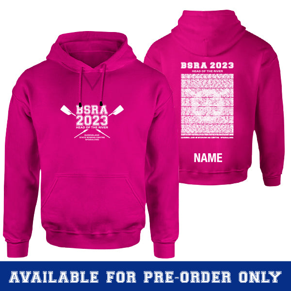 BSRA Head of the River Hoodie with CUSTOM NAME - HOT PINK