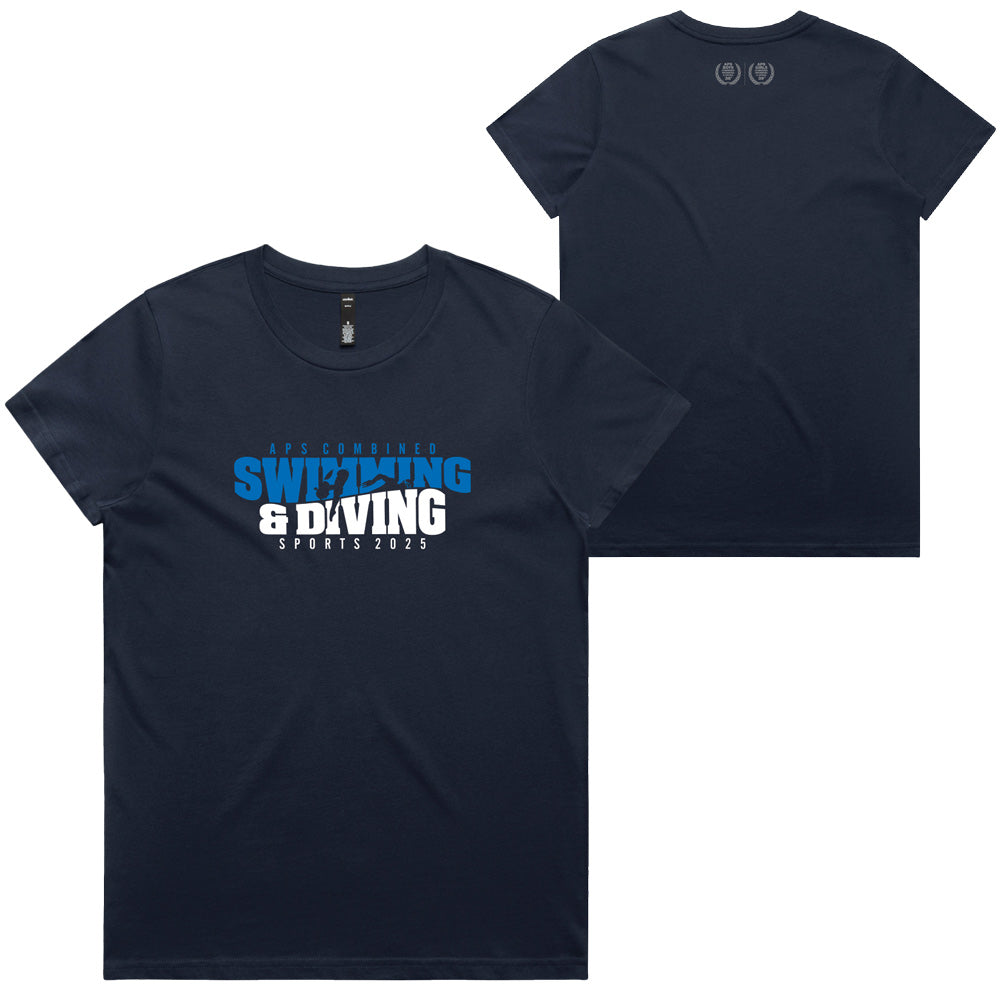 2025 VIC APS Combined Swimming & Diving Sports Tee Women - Navy