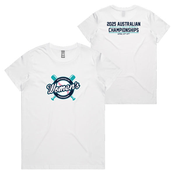 2025 Baseball Australia Women's Championships Ladies Tee - White