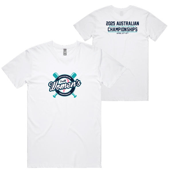2025 Baseball Australia Youth Women's Championships Mens Tee - White