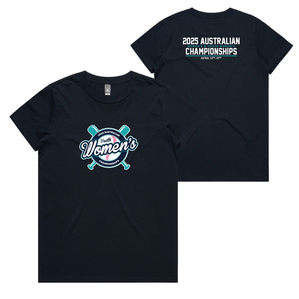 2025 Baseball Australia Youth Women's Championships Ladies Tee - Navy