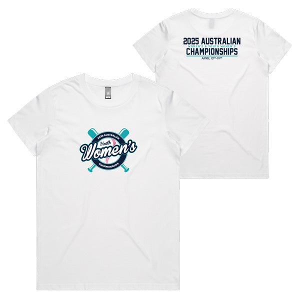 2025 Baseball Australia Youth Women's Championships Ladies Tee - White