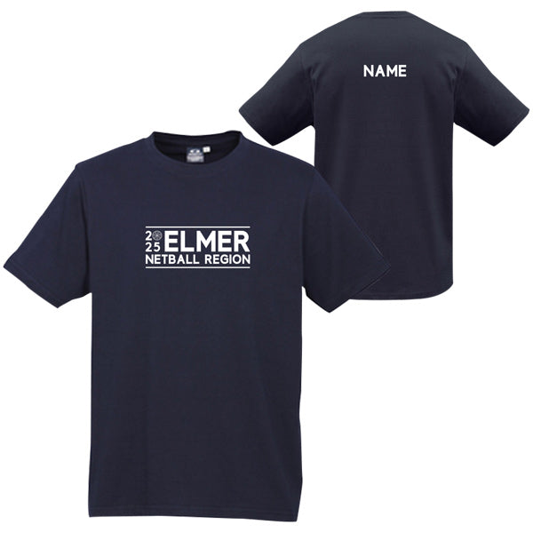 Elmer Netball Region Tee Men with Custom Name - Navy