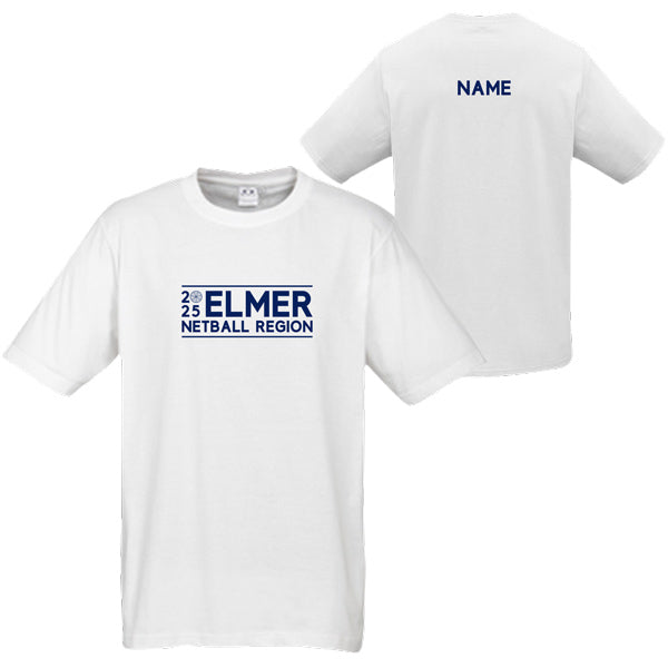 Elmer Netball Region Tee Men with Custom Name - White