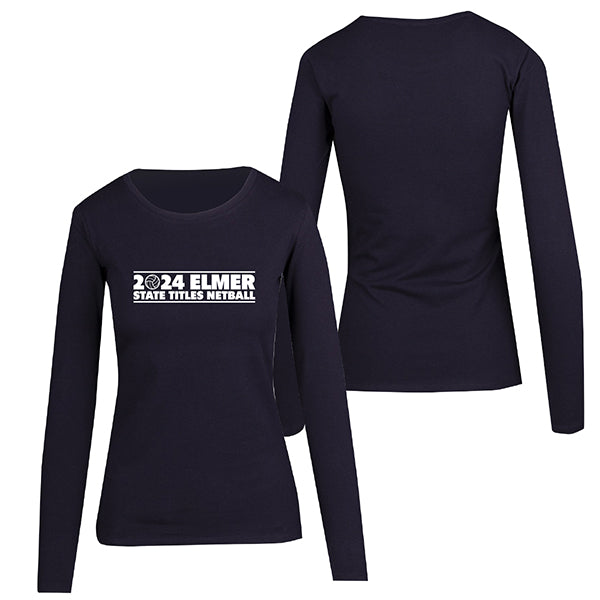 Elmer Netball Region State Titles Long Sleeve Tee Women - Navy