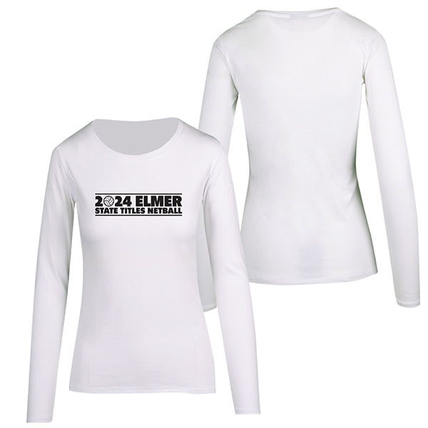 Elmer Netball Region State Titles Long Sleeve Tee Women - White